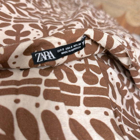 Zara Brown and Cream Midi Dress - Picture 5 of 9